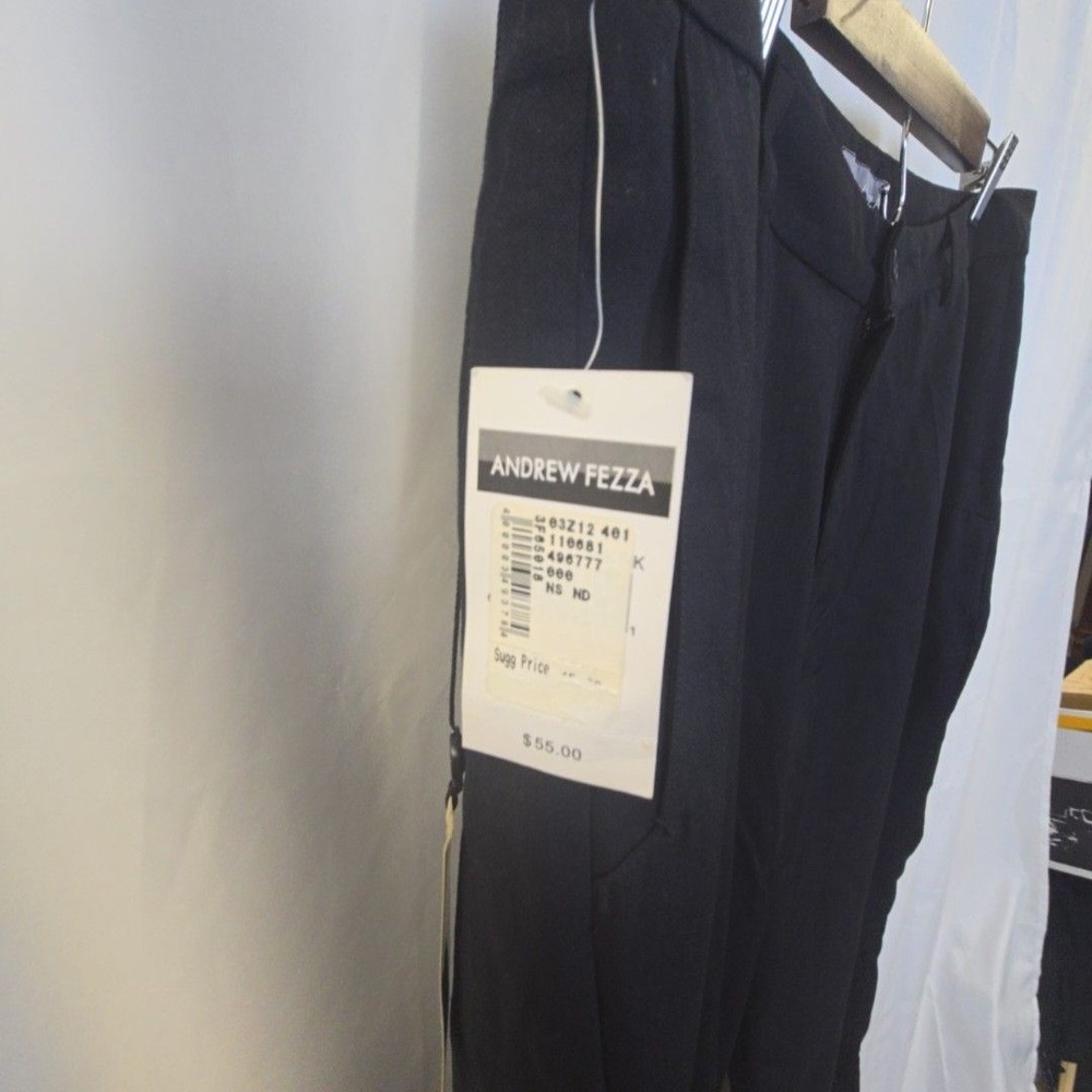 Andrew Fezza Dress Pants Mens 36x34 Black Ink Pleated Classic Fit Rayon Blend - Picture 4 of 16